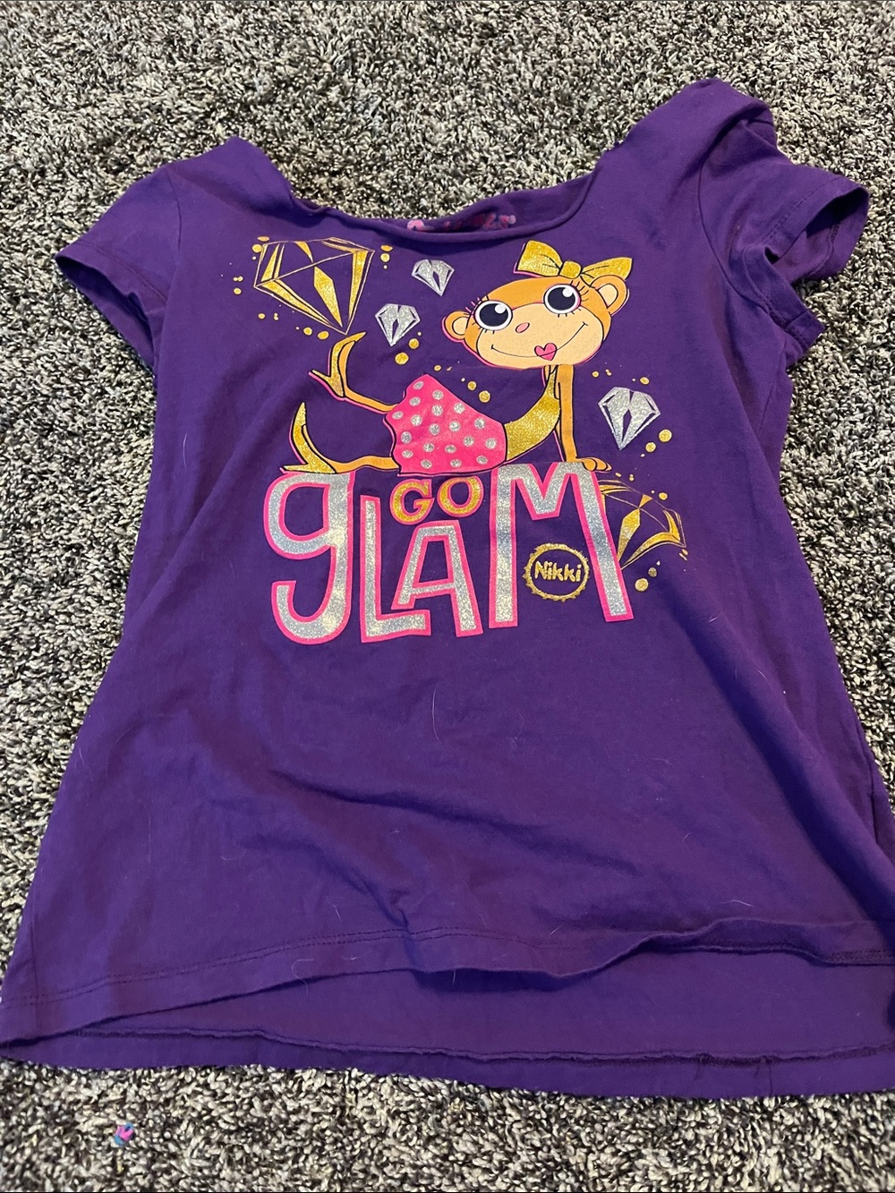 Hanes Purple Graphic Logo Tee with Pink Accent Off the shoulder